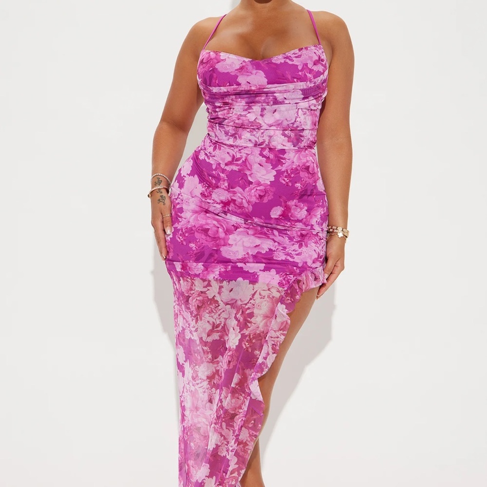 Floral Pink Maxi Dress "Roses and Love" PROM